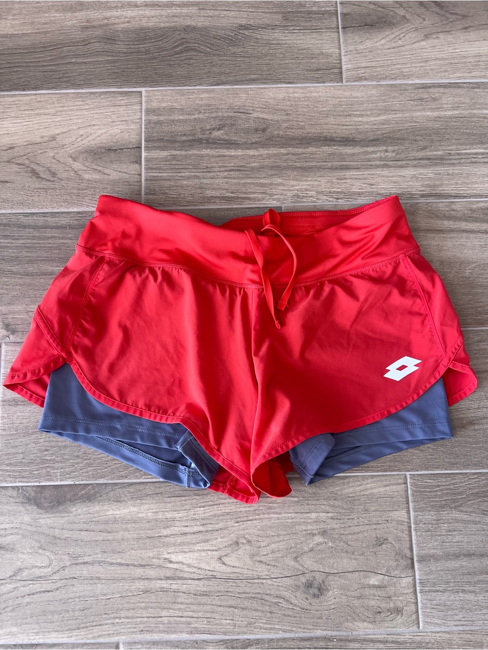 LOTTO Women's Orange Athletic Tennis Performance Shorts Gray Liner Size Small